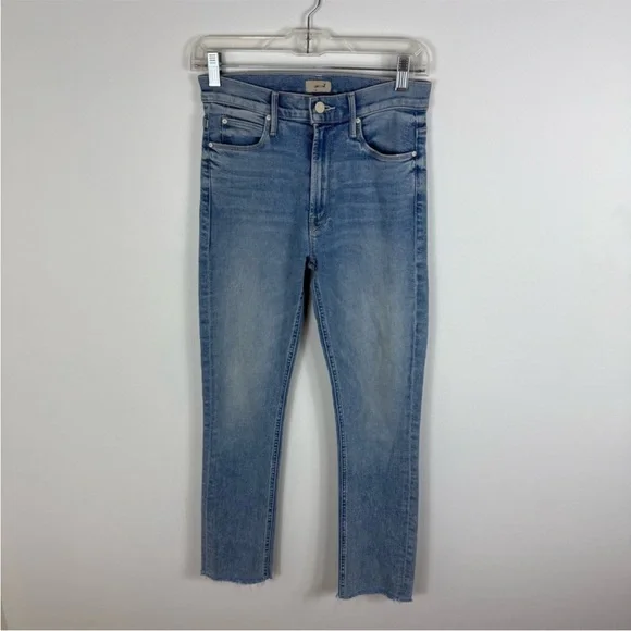 Mother The Mid Rise Dazzler Ankle Fray Jeans Reading By The Pool Wash - Picture 2 of 9